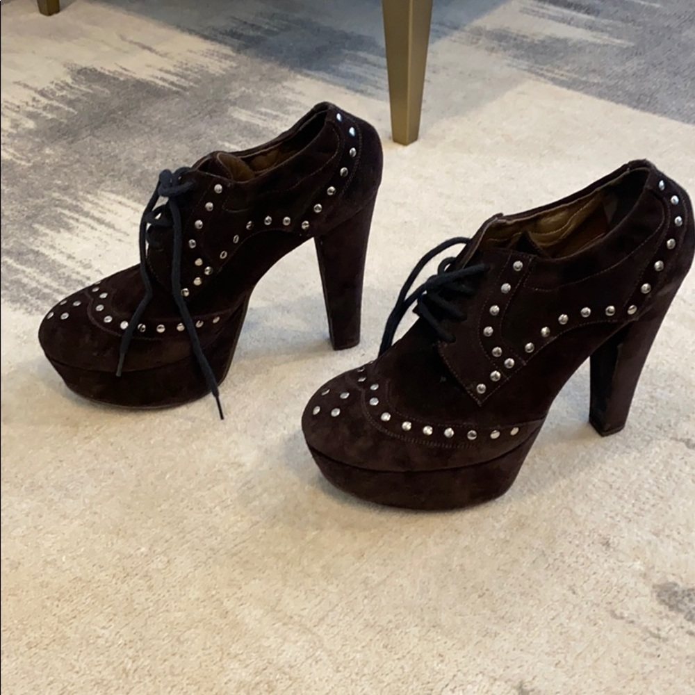Marni Brown Suede Lace-Up Booties